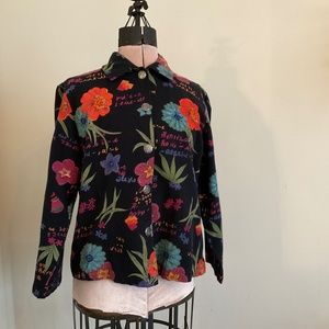 Mirasol ladies jacket black with applique and beads size Large made in India